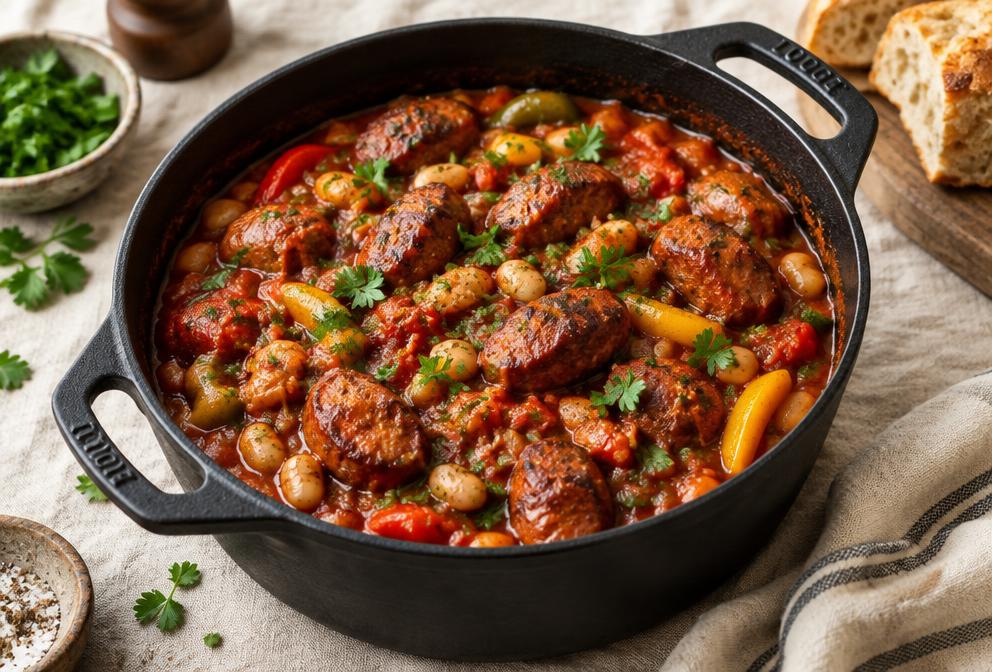 Smoky Sausage & Bean Casserole
